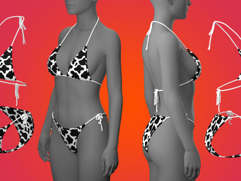 Cow Printed Bikini 3Dモデル