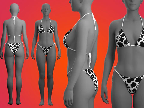 Cow Printed Bikini 3D Model