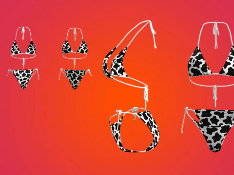 Cow Printed Bikini 3D Model