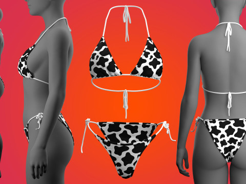 Cow Printed Bikini 3Dモデル