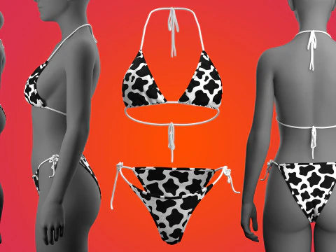 Cow Printed Bikini 3D Model