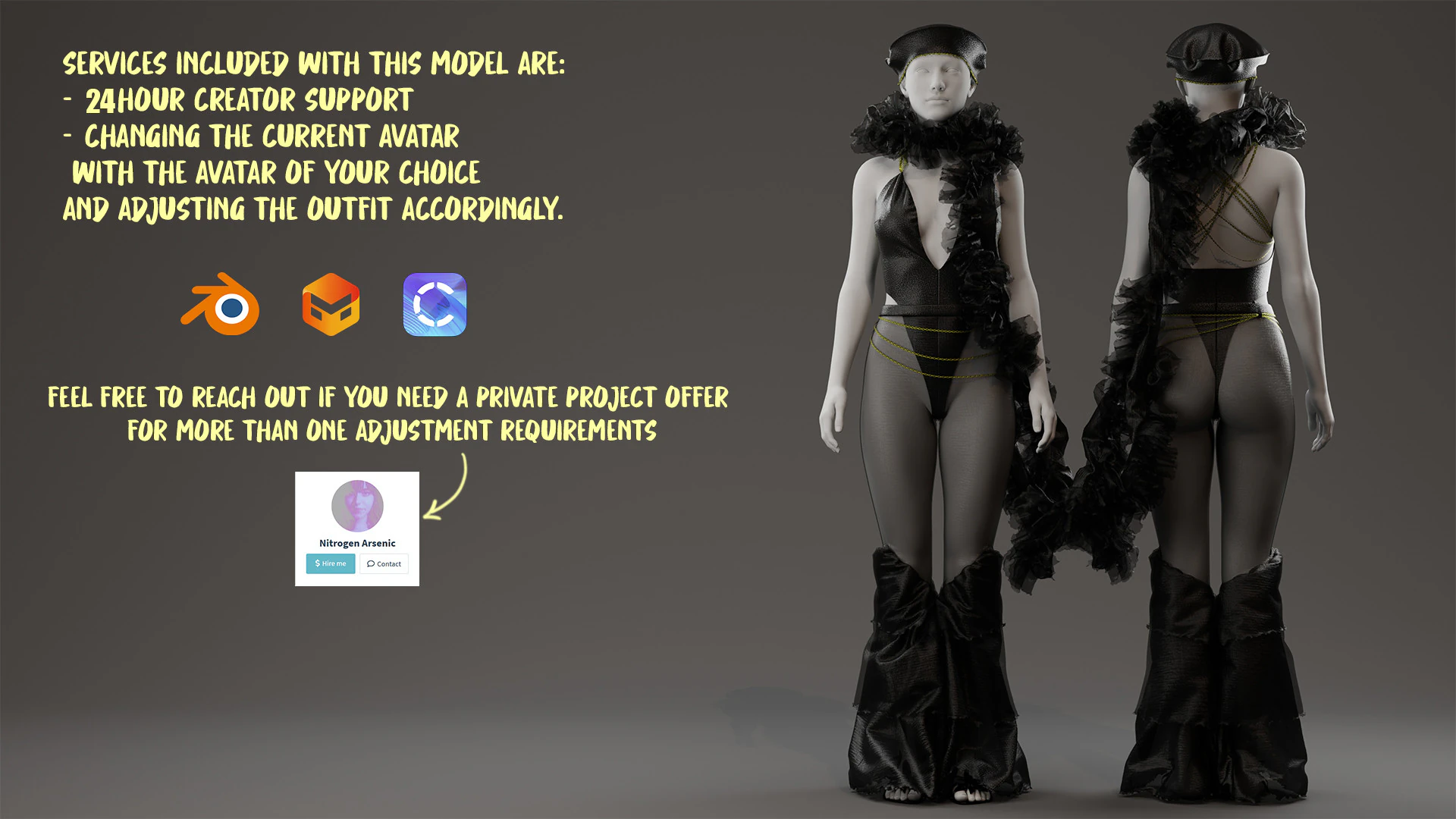 Dark Avant-Garde Ruffled Bodysuit 3D Model .c4d .max .obj .3ds .fbx .stl .blend