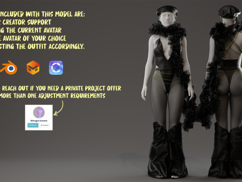 Dark Avant-Garde Ruffled Bodysuit 3D Model
