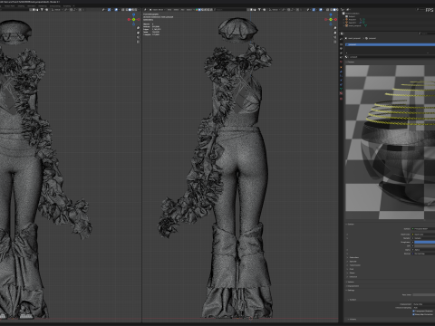 Dark Avant-Garde Ruffled Bodysuit 3D Modell