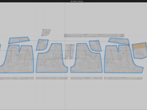 Floral Pattern Denim Shorts 3D Model