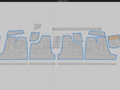Floral Pattern Denim Shorts 3D Model