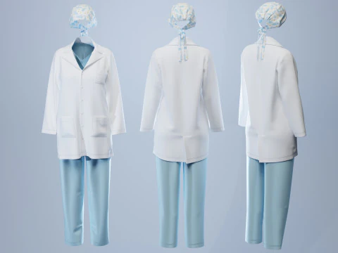 Female Healthcare Uniform Scrub 3D Model