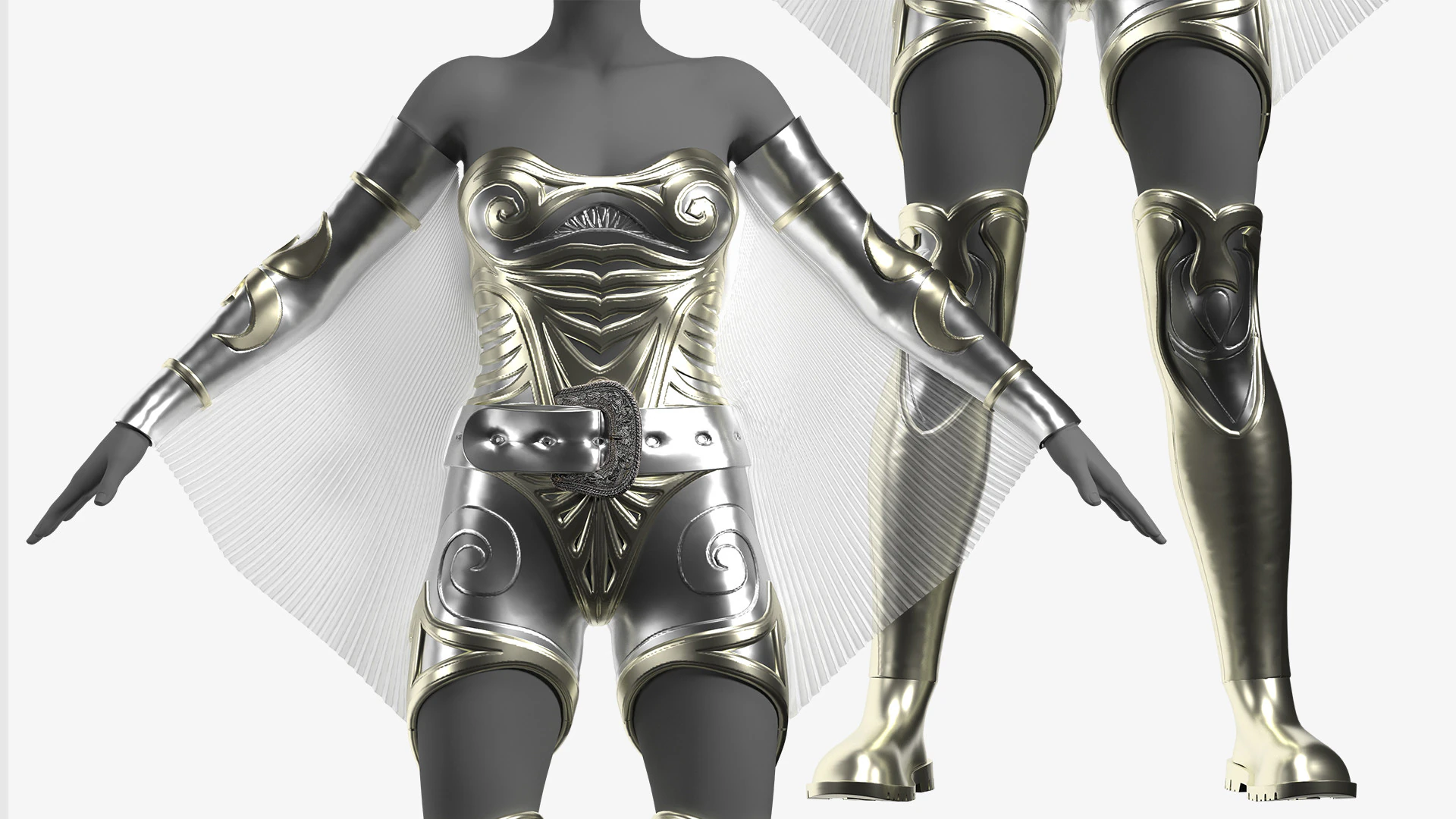 Unique Female Hero Suit 3D Model .c4d .max .obj .3ds .fbx .stl .blend 