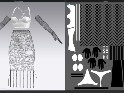 Fishnet Skirt and Crop 3D 모델