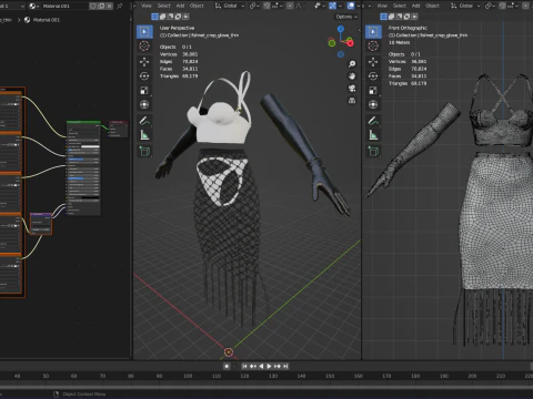 Fishnet Skirt and Crop 3D Model