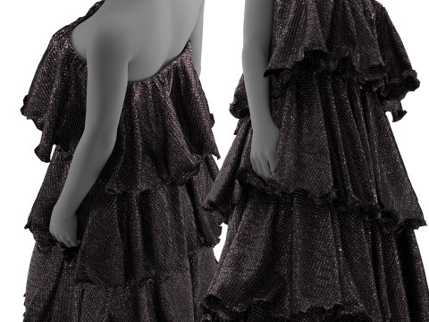 Frilled Sequin Dress 3D Model