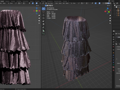 Frilled Sequin Dress 3D Model
