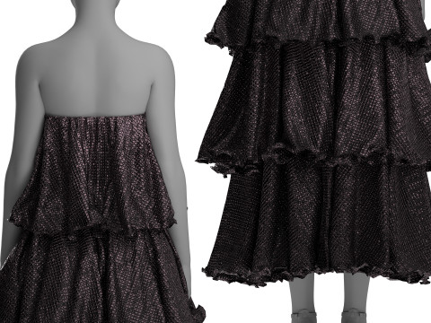 Frilled Sequin Dress 3D Model