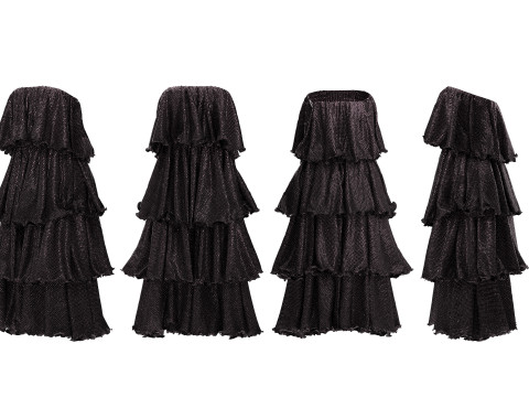 Frilled Sequin Dress 3D Model