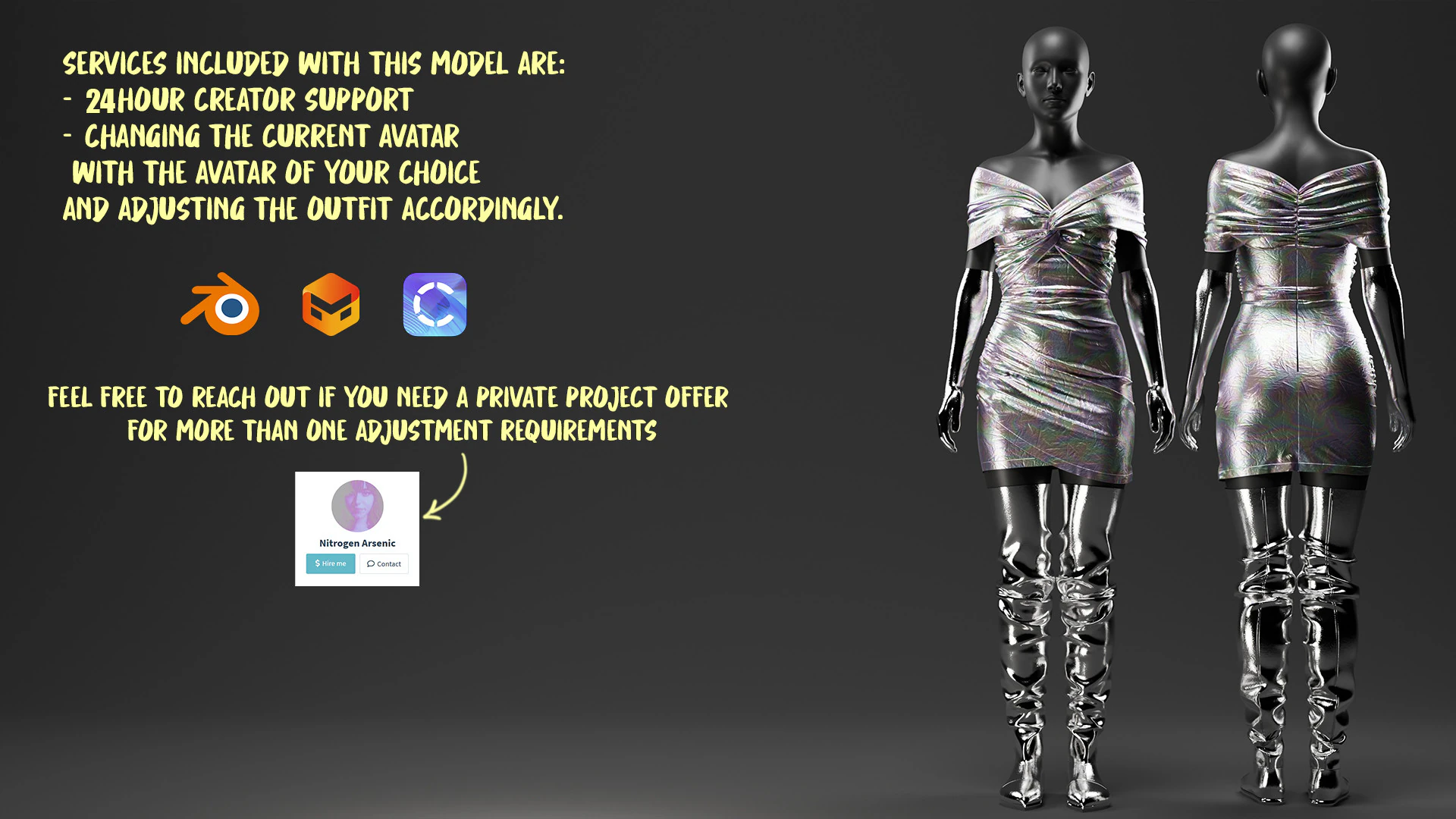 Futuristic Womens Dress and Accessories Set 3D Model .c4d .max .obj .3ds .fbx .stl .blend 