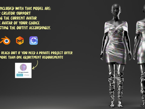 Futuristic Womens Dress and Accessories Set 3D Модель