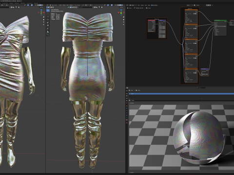 Futuristic Womens Dress and Accessories Set Modelo 3D