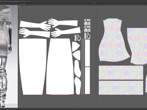 Futuristic Womens Dress and Accessories Set 3D Model