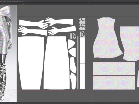 Futuristic Womens Dress and Accessories Set 3D Model