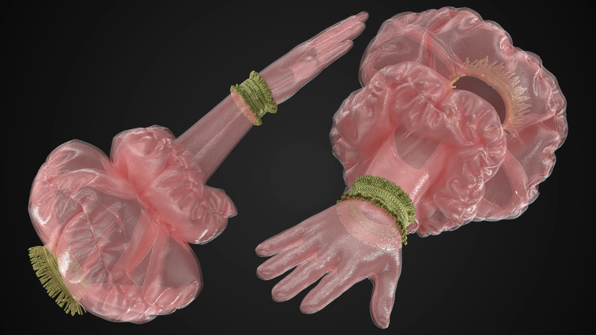 Princess Peach Style Balloon Gloves 3D Model .c4d .max .obj .3ds .fbx .stl .blend
