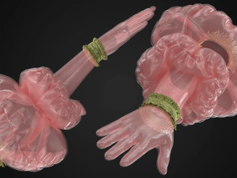 Luvas de bal&atilde;o estilo princesa p&ecirc;ssego Modelo 3D