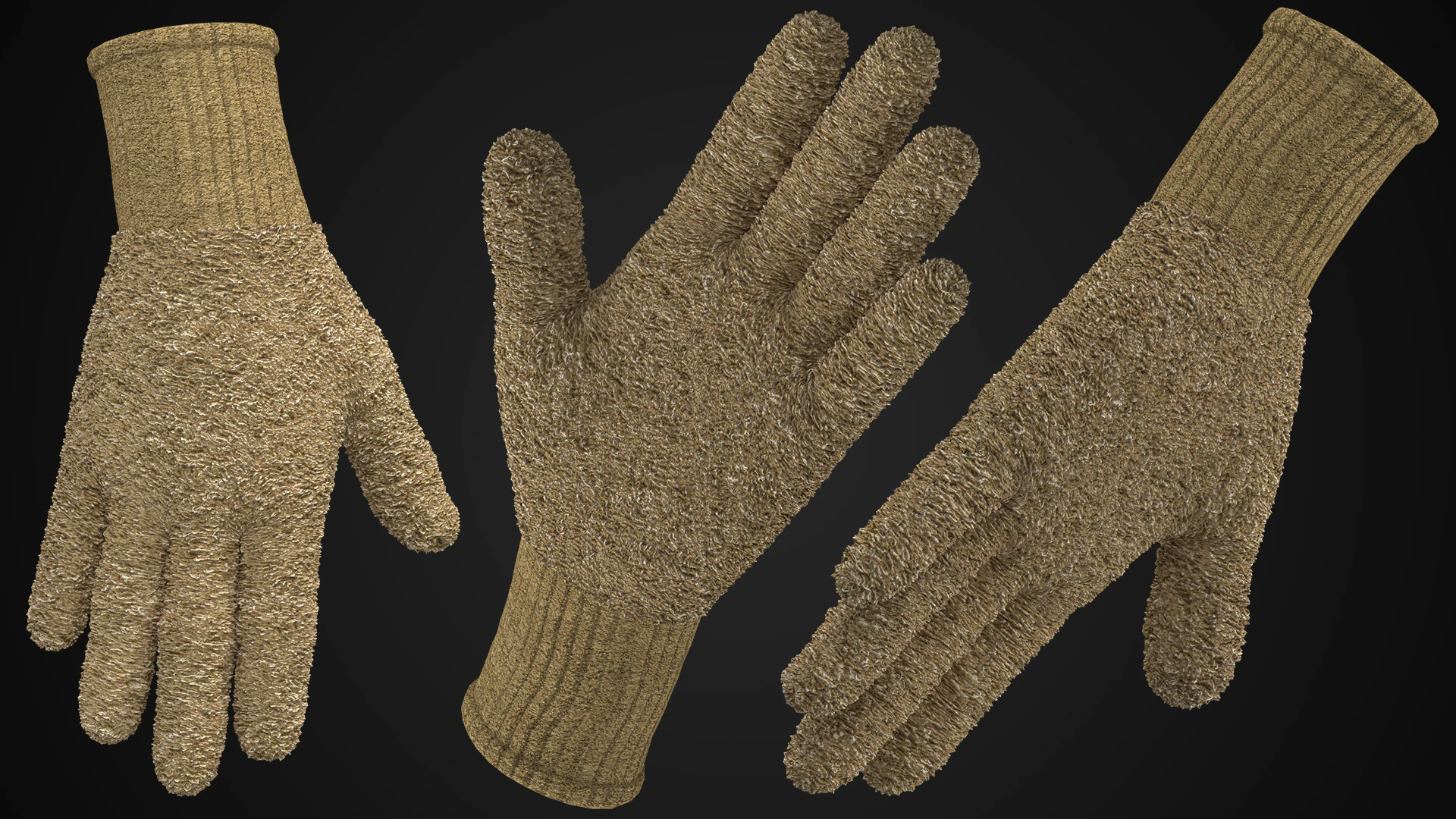 Fleece Gloves 3D Model .c4d .max .obj .3ds .fbx .stl .blend 