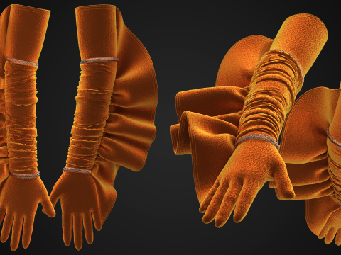 Frilled Gloves 3D Model