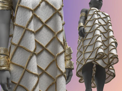 Gold Ornamented Dress 3D Model