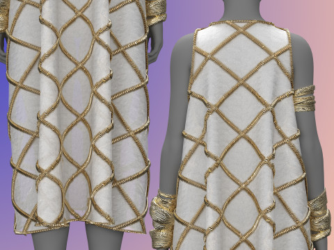 Gold Ornamented Dress Model 3D