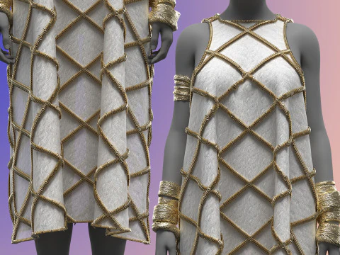 Gold Ornamented Dress 3D Model
