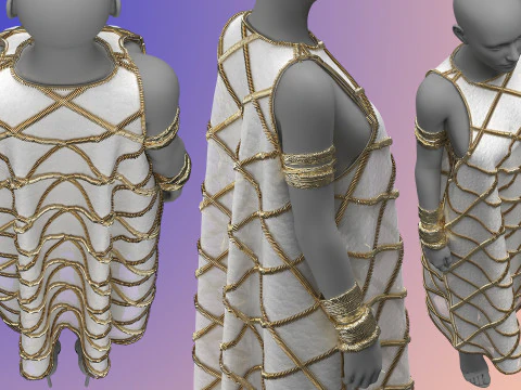 Gold Ornamented Dress 3D Model