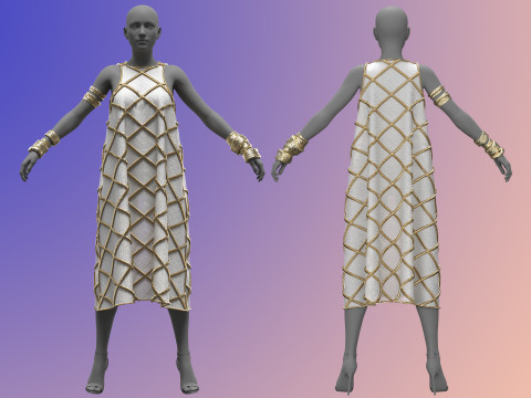 Gold Ornamented Dress Model 3D