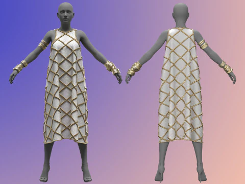Gold Ornamented Dress 3D Model