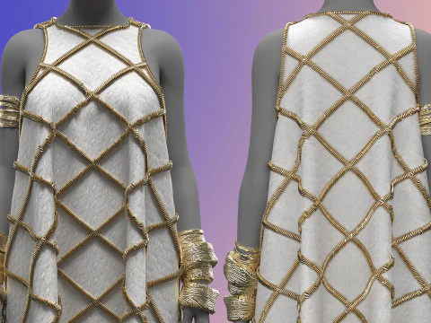 Gold Ornamented Dress 3D Model