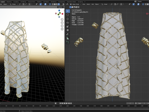 Gold Ornamented Dress Model 3D