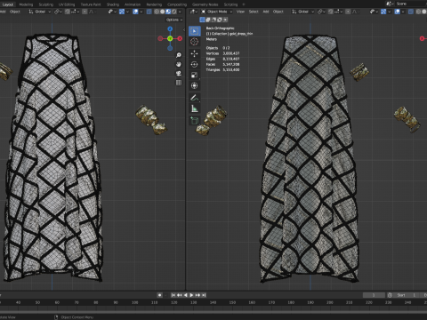 Gold Ornamented Dress Model 3D