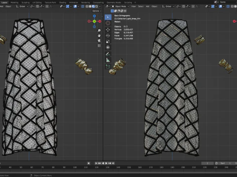 Gold Ornamented Dress 3D Model