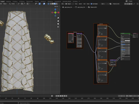 Gold Ornamented Dress 3D Model