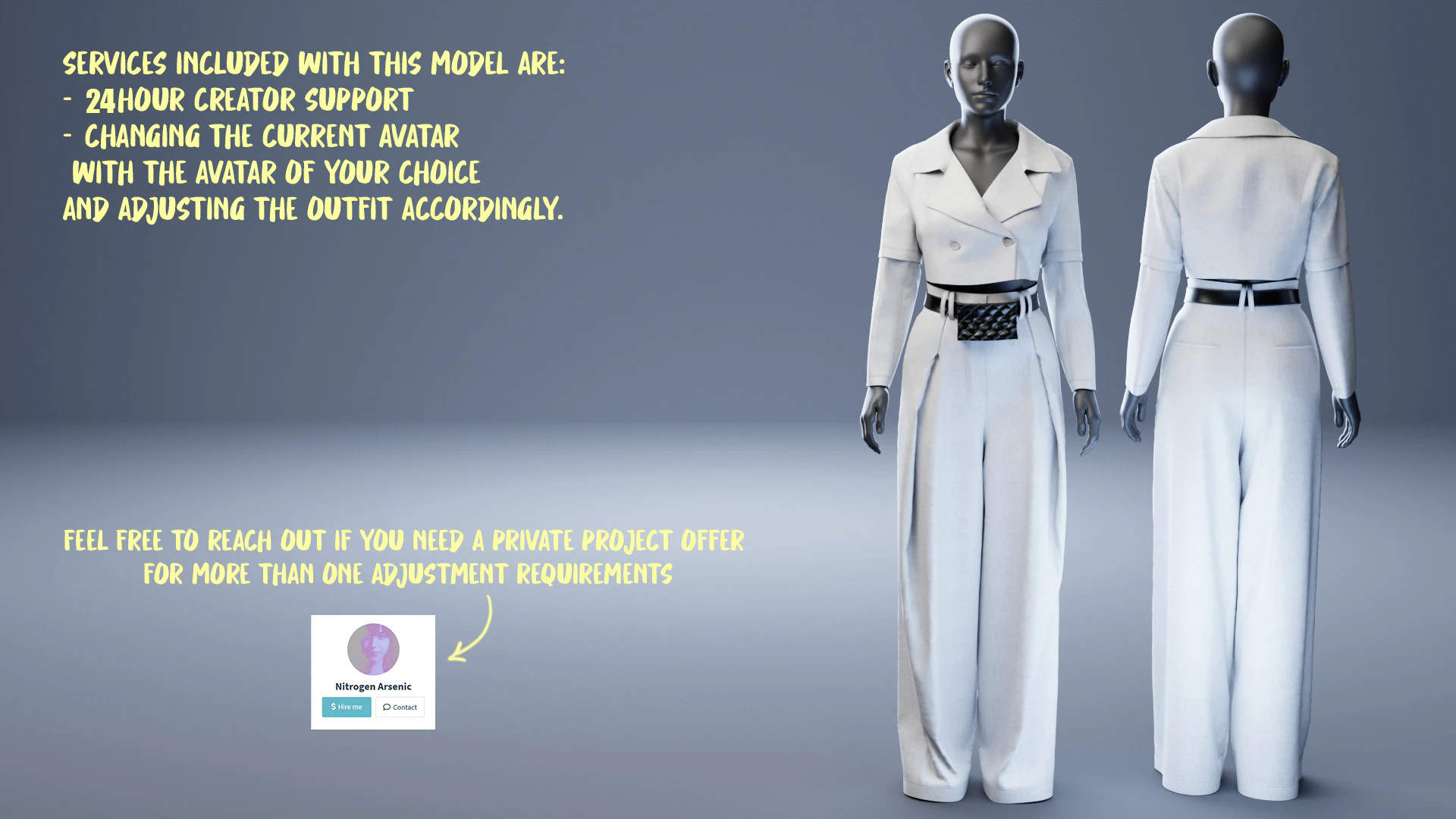 Grey Set of Tailored Blazer and Wide Leg Trouser with Waist Bag 3D Model .c4d .max .obj .3ds .fbx .stl .blend 