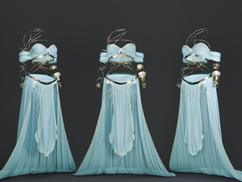 Belly Dancer Costume With Jade and Gold Bug Ornaments 3D Model