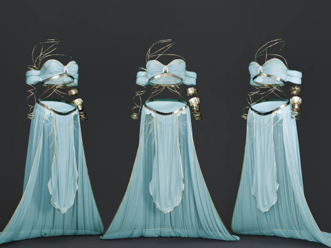 Belly Dancer Costume With Jade and Gold Bug Ornaments 3D Model