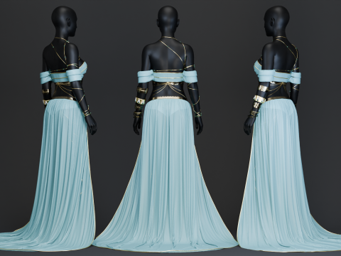 Belly Dancer Costume With Jade and Gold Bug Ornaments 3D Model
