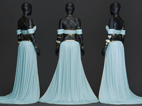 Belly Dancer Costume With Jade and Gold Bug Ornaments 3D Model
