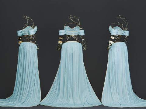 Belly Dancer Costume With Jade and Gold Bug Ornaments 3D Model