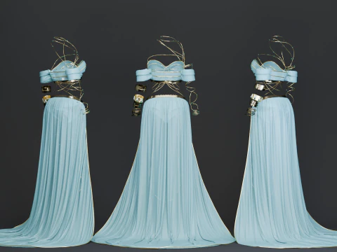 Belly Dancer Costume With Jade and Gold Bug Ornaments 3D Model