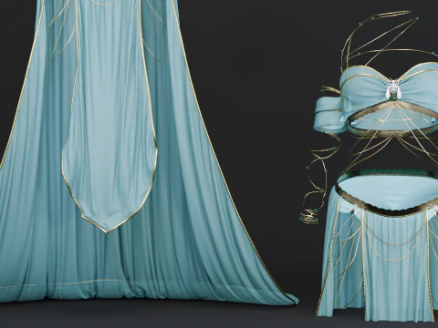 Belly Dancer Costume With Jade and Gold Bug Ornaments 3D Model