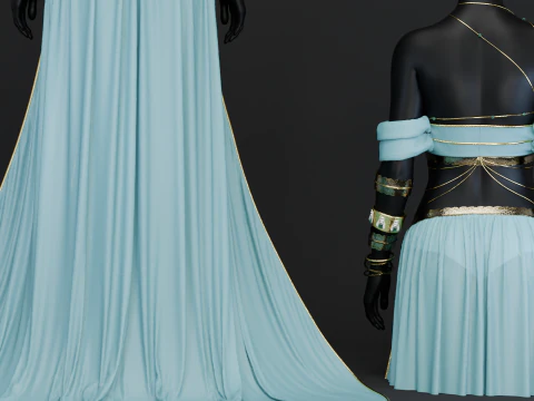 Belly Dancer Costume With Jade and Gold Bug Ornaments 3D Model