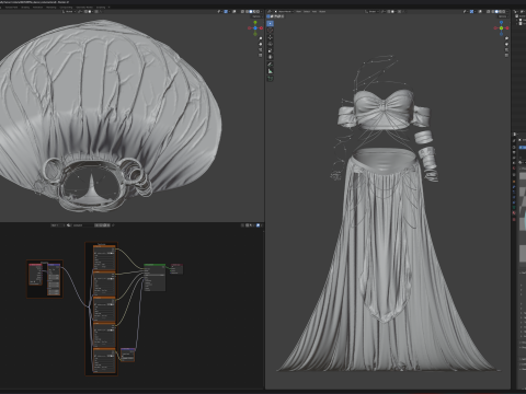 Belly Dancer Costume With Jade and Gold Bug Ornaments 3D Model