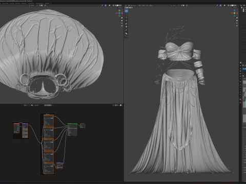 Belly Dancer Costume With Jade and Gold Bug Ornaments 3D Model