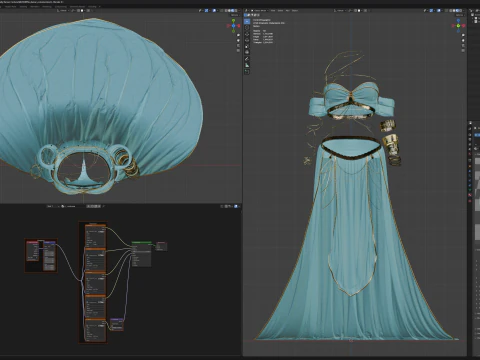 Belly Dancer Costume With Jade and Gold Bug Ornaments 3D Model